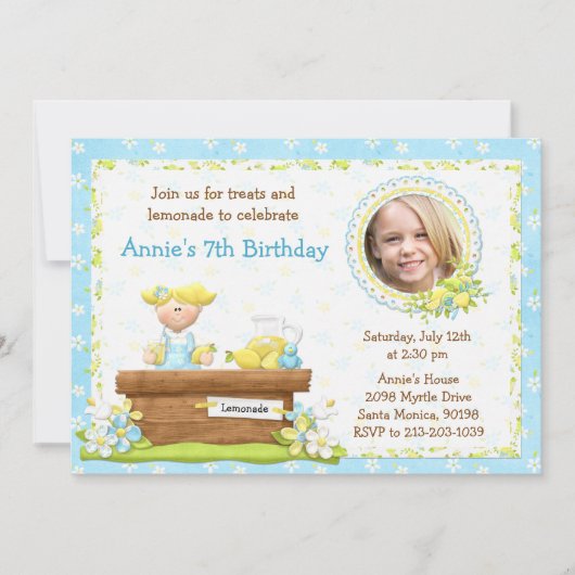 Invitation de fête d'anniversaire de limonade (Devant)