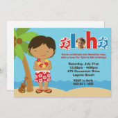 Invitation de fête d'anniversaire de Luau de (Devant / Derrière)