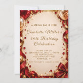 Invitation de fête d'anniversaire de luxe Ruby Cha (Devant)