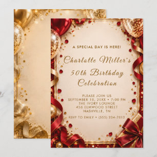Invitation de fête d'anniversaire de luxe Ruby Cha
