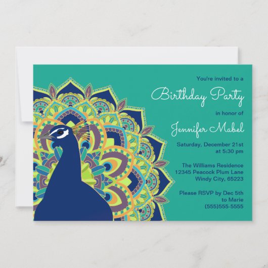 Invitation de fête d'anniversaire de mandala de (Devant)