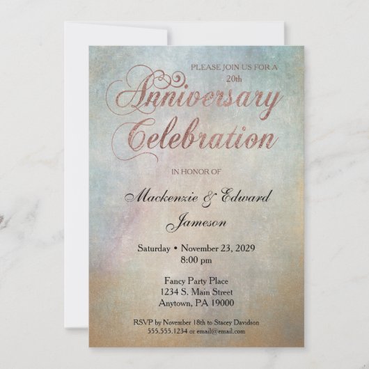 Invitation de fête d'anniversaire de mariage à l'a (Devant)