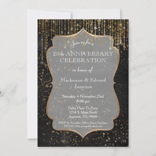 Invitation de fête d'anniversaire de mariage Black (Devant)