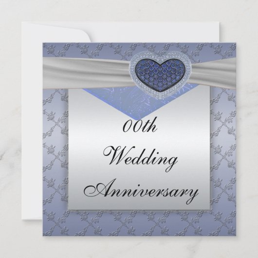 Invitation de fête d'anniversaire de mariage Bleu (Devant)