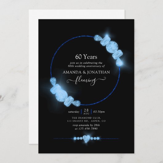 Invitation de fête d'anniversaire de mariage Blue  (Devant / Derrière)