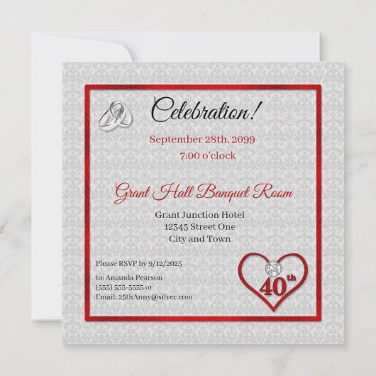 Invitation de fête d'anniversaire de mariage de ru (Dos)