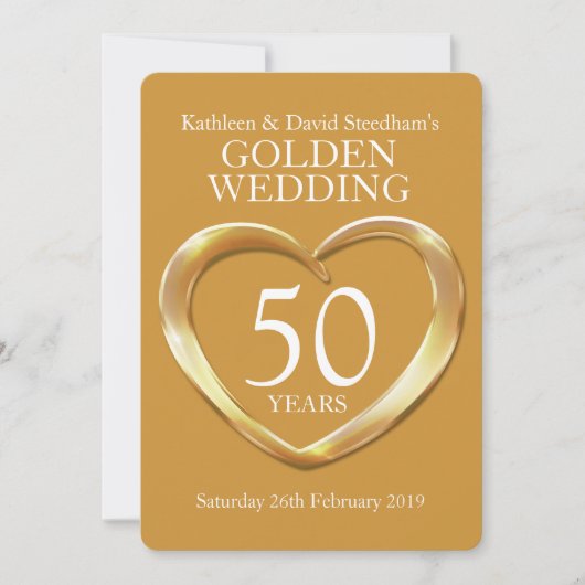 Invitation de fête d'anniversaire de mariage doré (Devant)