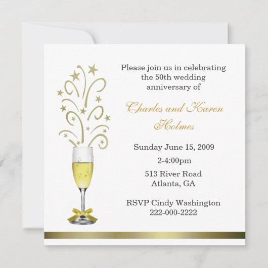 Invitation de fête d'anniversaire de mariage éléga (Devant)