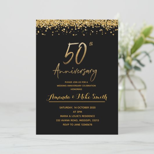 Invitation de fête d'anniversaire de mariage éléga (Debout devant)