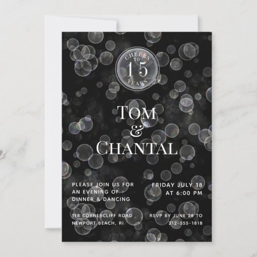 Invitation de fête d'anniversaire de mariage noir  (Devant)