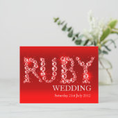 Invitation de fête d'anniversaire de mariage rubis (Debout devant)