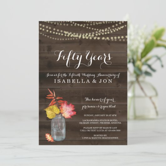 Invitation de fête d'anniversaire de mariage rusti (Debout devant)