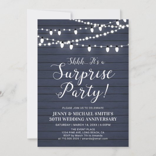 Invitation de fête d'anniversaire de mariage surpr (Devant)