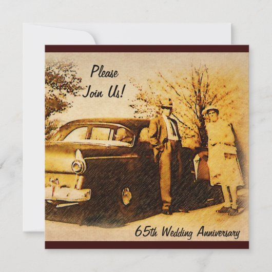 Invitation de fête d'anniversaire de mariage vinta (Devant)