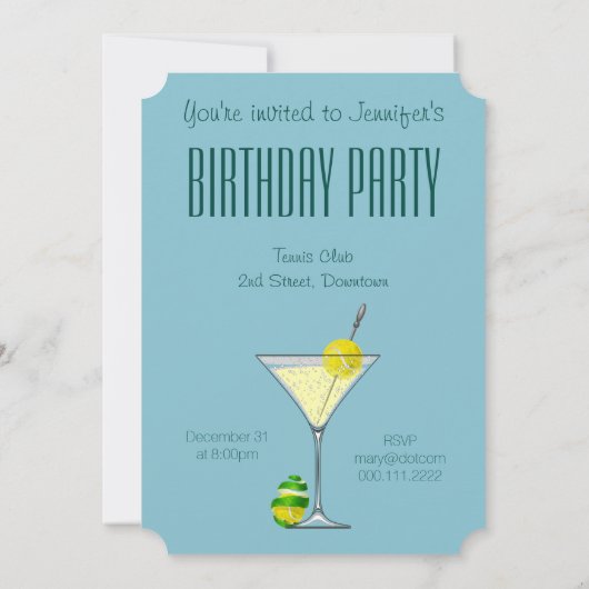 Invitation de fête d'anniversaire de Martini de (Dos)