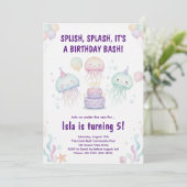 Invitation de fête d'anniversaire de méduse pastel (Debout devant)