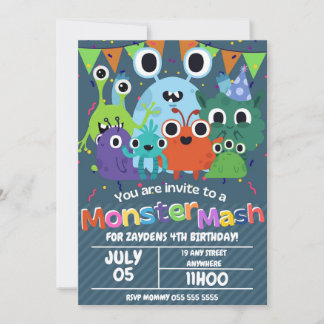 Invitation de fête d'anniversaire de Monster