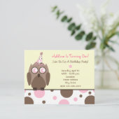 Invitation de fête d'anniversaire de Owl Pink & Po (Debout devant)