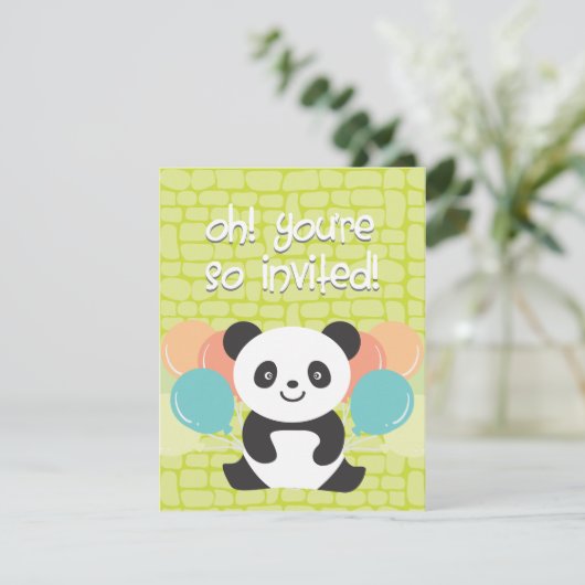 Invitation de fête d'anniversaire de panda (Debout devant)