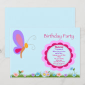 Invitation de fête d'anniversaire de papillon (Devant / Derrière)
