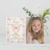 Invitation de fête d'anniversaire de papillon modi (Debout devant)