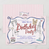 Invitation de fête d'anniversaire de Paris (Devant / Derrière)