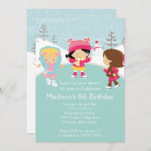 Invitation de fête d'anniversaire de patinage de (Devant / Derrière)