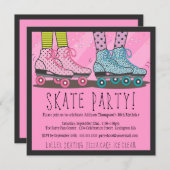 Invitation de fête d'anniversaire de patinage de (Devant / Derrière)