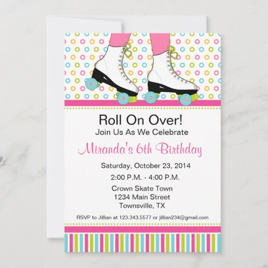 Invitation de fête d'anniversaire de patinage de (Devant)