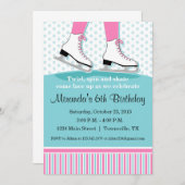 Invitation de fête d'anniversaire de patinage de (Devant / Derrière)