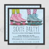 Invitation de fête d'anniversaire de patinage de (Devant / Derrière)