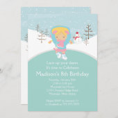 Invitation de fête d'anniversaire de patinage de (Devant / Derrière)