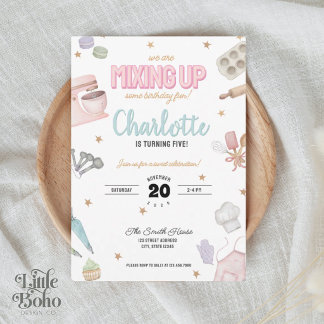 Invitation de fête d'anniversaire de pâtisserie à