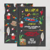 Invitation de fête d'anniversaire de pêche (Devant / Derrière)