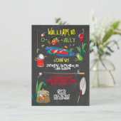 Invitation de fête d'anniversaire de pêche (Debout devant)