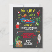 Invitation de fête d'anniversaire de pêche (Devant)