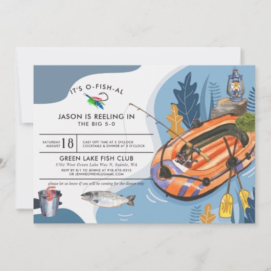 Invitation de fête d'anniversaire de pêche (Devant)