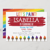 Invitation de fête d'anniversaire de peinture de (Devant / Derrière)