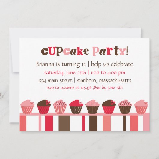 Invitation de fête d'anniversaire de petit gâteau (Devant)