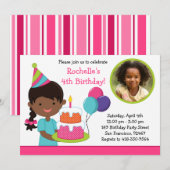 Invitation de fête d'anniversaire de petite fille (Devant / Derrière)