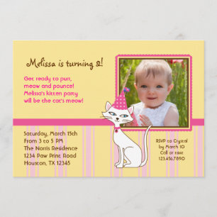 Invitation de fête d'anniversaire de photo de chat