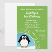 Invitation de fête d'anniversaire de pingouin (Devant / Derrière)