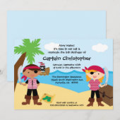 Invitation de fête d'anniversaire de pirate de (Devant / Derrière)