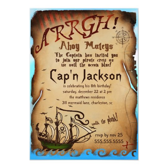 Invitation De Fete D Anniversaire De Pirate De Zazzle Be