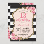 Invitation de fête d'anniversaire de pivoines (Devant / Derrière)
