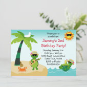 Invitation de fête d'anniversaire de plage de (Debout devant)