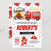Invitation de fête d'anniversaire de pompier (Devant / Derrière)