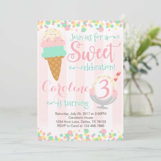 Invitation de fête d'anniversaire de Popsicle de (Debout devant)