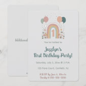 Invitation de fête d'anniversaire de premier anniv (Devant / Derrière)