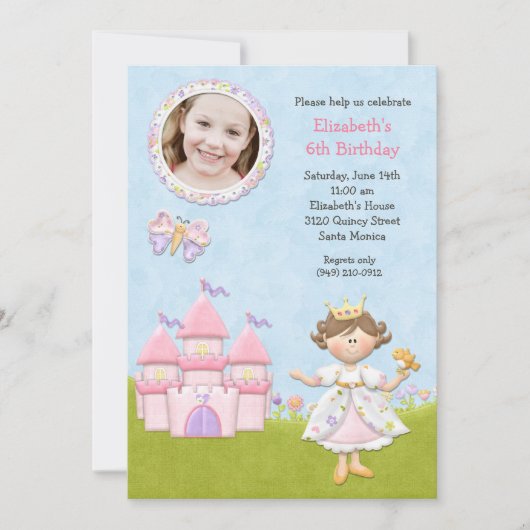Invitation de fête d'anniversaire de princesse (Devant)